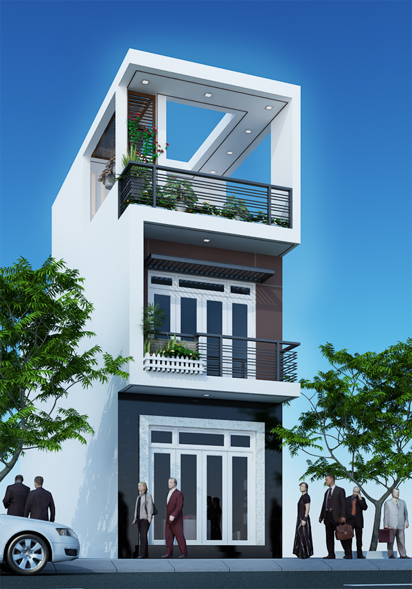 Mẫu nhà ống nở hậu phong cách Hiện Đại (Modern Style)