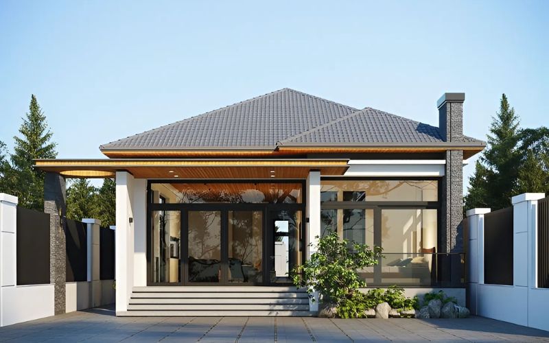 Mái Nhật tinh tế, cân đối và hài hòa kiến trúc.
