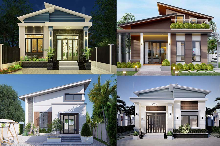 Mẫu nhà cấp 4 hiện đại mái lệch